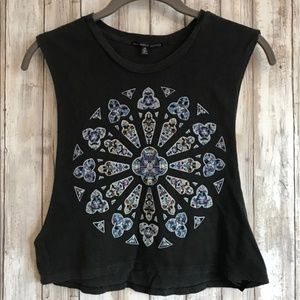 Truly Madly Deeply Gray stained glass crop top XS